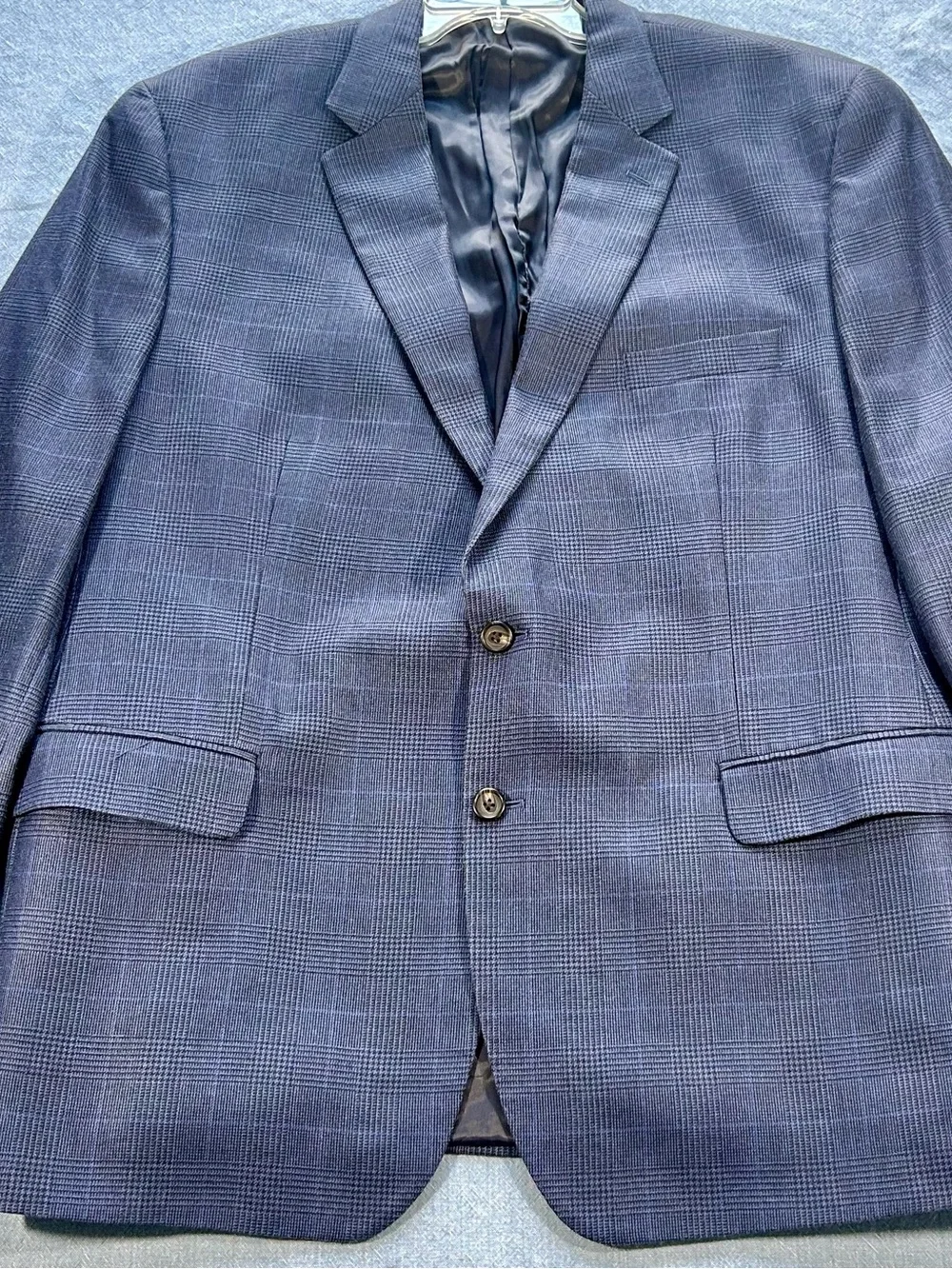 Ralph Lauren Blue Plaid Two-Button Sport Coat Blazer Jacket Modern
